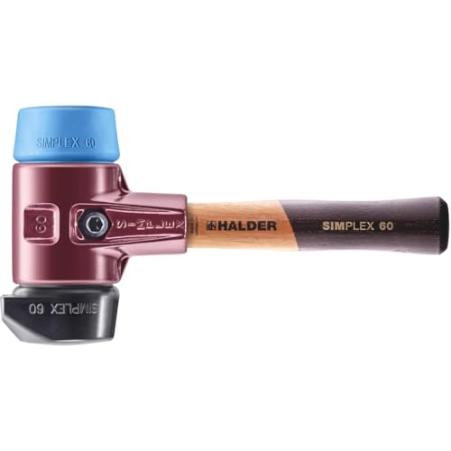 SIMPLEX-Schonhammer, Gummikomposition, mit Standfuß/TPE-soft; mit Tempergussgehäuse und hochwertigem extra kurzen Holzstiel | D=60 mm/Stielausführung=extra kurz | 3012.262 von HALDER