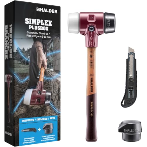 Simplex-Plusbox Starterkit, Simplex-Schonhammer D60, Gummikomposition/Superplastik, mit Tempergussgehäuse sowie je ein Schlageinsatz Gummikomposition mit Standfuss plus Cuttermesser | 3027s027 Simplex-Plusbox Starterkit, Simplex-Schonhammer D60, Gummikomposition/Superplastik, mit Tempergussgehäuse sowie je ein Schlageinsatz Gummikomposition mit Standfuss plus Cuttermesser | 3027s027 von HALDER