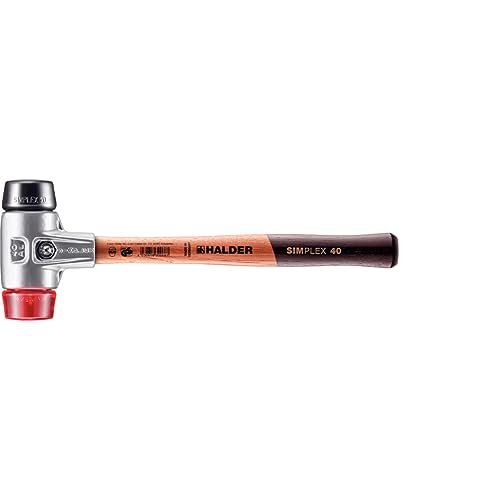 Simplex Schonhammer, Gummikomposition / Plastik; mit Aluminiumgehäuse und hochwertigem Holzstiel | D=40 mm | 3126.040 von HALDER