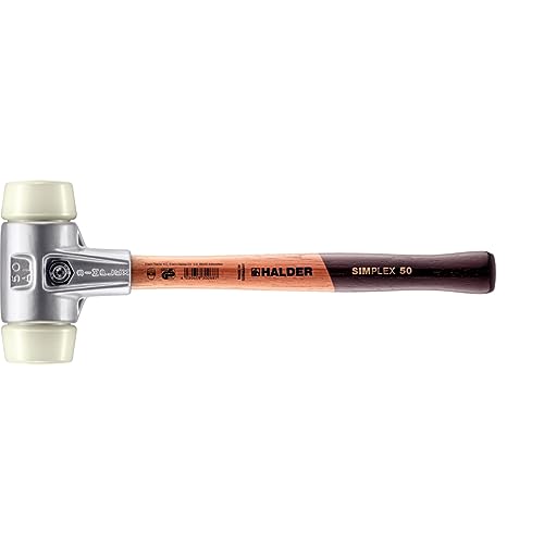Simplex Schonhammer, Nylon; mit Aluminiumgehäuse und hochwertigem Holzstiel | D=50 mm | 3108.050 von HALDER
