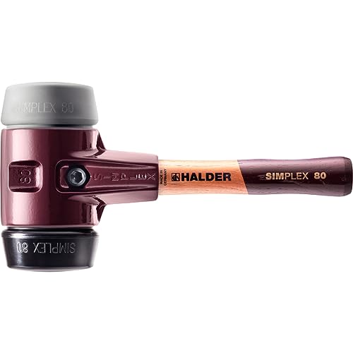 Simplex Schonhammer, TPE-mid / Gummikomposition; mit Tempergussgehäuse und hochwertigem extra kurzen Holzstiel | D=80 mm / Stielausführung=extra kurz | 3023.082 von HALDER