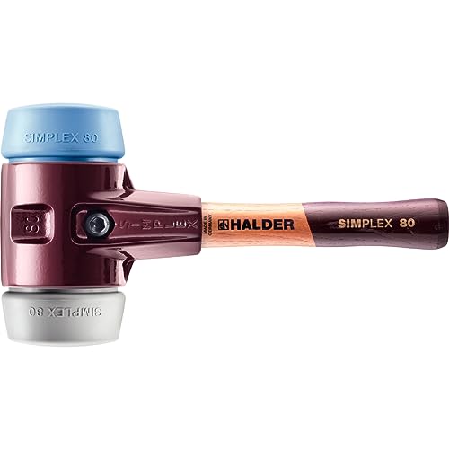 Simplex Schonhammer, TPE-soft / TPE-mid; mit Tempergussgehäuse und hochwertigem extra kurzen Holzstiel | D=80 mm / Stielausführung=extra kurz | 3013.082 von HALDER