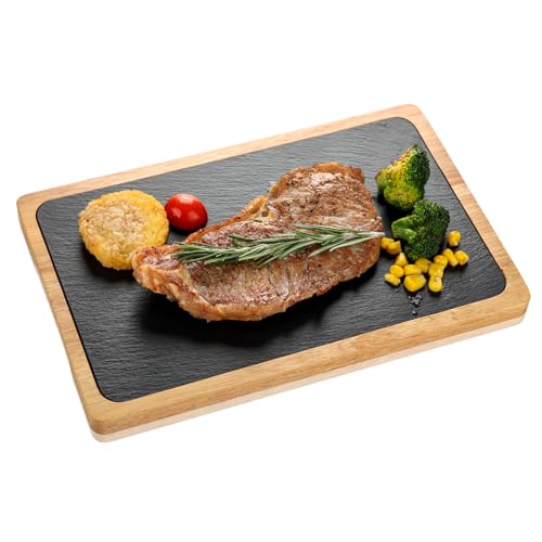 HALE OTEIR Servierbrett Set, Käsebrett aus Akazien-Holz mit Schieferplatte, Schieferplatte Holz, Schieferplatten Buffet-Platte Käseplatte, Ideale Geschenkwahl und Käse Servieren Deko von HALE OTEIR