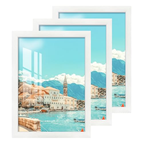 2cm 3 Pack Bilderrahmen A3, Bilderrahmen Weiß, MDF Holz Rahmen,Horizontal Vertikal Poster Rahmen mit HD Acrylglas Fotorahmen für 30x40 cm Fotos Bilder Poster Zertifikate Wandbehang oder Tischplatte von HALFLEMART