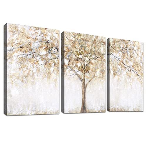 3 Panels Mit Rahmen Baum Leinwand Bilder Kunstdrucke Leinwand Malerei Poster Bild Moderne Wanddeko Wandbilder Heimbüro Wohnzimmer Schlafzimmer Dekorationen Bereit zum Aufhängen 120x60cm (16"x24"x3pcs) von HALFLEMART