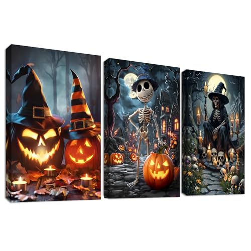 3Pcs Halloween Kürbisse Leinwand Bilder Set Mit Rahmen Altes Schloss Hexen Bild auf Leinwand Malerei Dunkel Academia Gruselige Hexe Wandbilder Wohnzimmer Schlafzimmer Badezimmer Wanddeko 40x60cm x3pcs 3Pcs Halloween Kürbisse Leinwand Bilder Set Mit Rahmen Altes Schloss Hexen Bild auf Leinwand Malerei Dunkel Academia Gruselige Hexe Wandbilder Wohnzimmer Schlafzimmer Badezimmer Wanddeko 40x60cm x3pcs von HALFLEMART