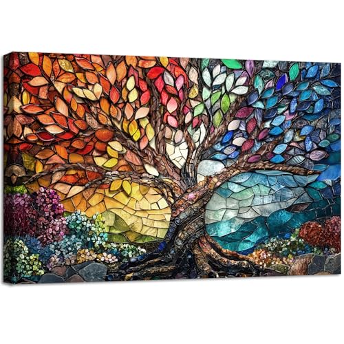 Bunter Edelstein Glas Baum des Lebens Leinwand Bilder Mit Rahmen Rot Gelb Blau Braun Bild Wandbilder Wandkunst Kunstdruck auf Leinwand Malerei Wohnzimmer Korridor Schlafzimmer Wanddekor 40x60cm Bunter Edelstein Glas Baum des Lebens Leinwand Bilder Mit Rahmen Rot Gelb Blau Braun Bild Wandbilder Wandkunst Kunstdruck auf Leinwand Malerei Wohnzimmer Korridor Schlafzimmer Wanddekor 40x60cm von HALFLEMART