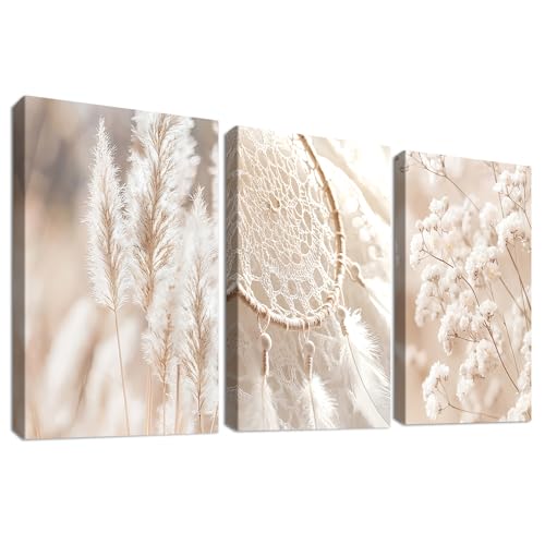 HALFLEMART 3Pcs Beige Pampasgras Mit Rahmen Leinwand Bilder Traumfänger Botanisch Baby's Breath Bild auf Leinwand Malerei Wandbilder Zuhause Wohnzimmer Schlafzimmer Badezimmer Wanddeko 40x60cm x3pcs HALFLEMART 3Pcs Beige Pampasgras Mit Rahmen Leinwand Bilder Traumfänger Botanisch Baby's Breath Bild auf Leinwand Malerei Wandbilder Zuhause Wohnzimmer Schlafzimmer Badezimmer Wanddeko 40x60cm x3pcs von HALFLEMART