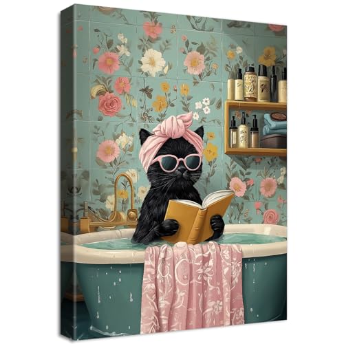 Lustige schwarze Katze Leinwand Bilder Mit Rahmen Niedliche Schwarze Katze Beim Baden Bild Wandbilder Wandkunst Kunstdruck auf Leinwand Malerei Toilette Badezimmer Kinderzimmer Wanddekor 30x40cm Lustige schwarze Katze Leinwand Bilder Mit Rahmen Niedliche Schwarze Katze Beim Baden Bild Wandbilder Wandkunst Kunstdruck auf Leinwand Malerei Toilette Badezimmer Kinderzimmer Wanddekor 30x40cm von HALFLEMART