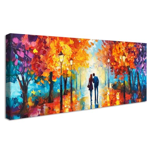 Mit Rahmen Groß Leinwand Bilder Paar Beim Spaziergang im Park Leinwandbilder Landschaft Bilder auf Leinwand Malerei Gelb Orange Lila Bild Wandbilder Wohnzimmer Schlafzimmer Wanddekoration 50x120cm Mit Rahmen Groß Leinwand Bilder Paar Beim Spaziergang im Park Leinwandbilder Landschaft Bilder auf Leinwand Malerei Gelb Orange Lila Bild Wandbilder Wohnzimmer Schlafzimmer Wanddekoration 50x120cm von HALFLEMART