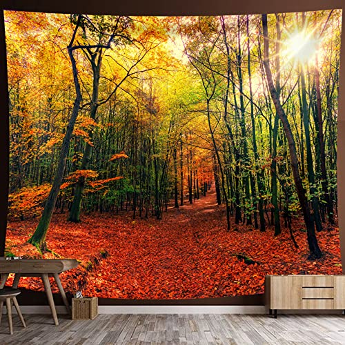 Wandteppich wald Wandbehang Sonnenschein Sonnenuntergang Wald Baum Wandteppich Tagesdecke Wandtuch Natur Landschaft strandtuch stranddecke groß Wanddeko für Schlafzimmer Wohnzimmer Wohnheim 150X130cm von HALFLEMART