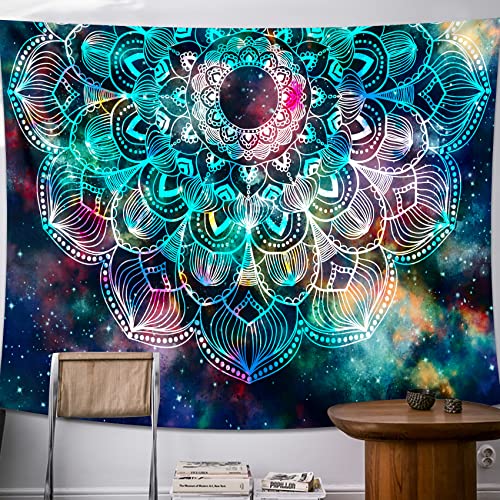 Wandteppich Psychedelic Mandala Wandbehang Boho Decke Wandteppiche Geheimnisvolle Nebelsterne Tagesdecke Wandtuch strandtuch stranddecke groß Schlafzimmer Wohnzimmer Wohnheim Wanddeko 150x130cm von HALFLEMART