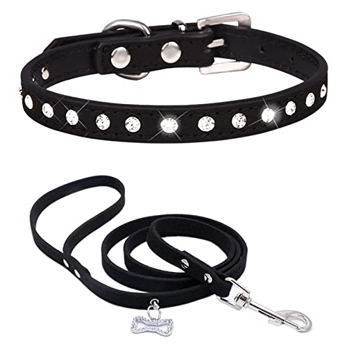 HALFSUMO Hundehalsband aus weichem Wildleder Funkelnd Hundehalsbänder mit Strasssteinen Besetzt für Haustiere Welpen Katzen Hunde Kombi-Set mit Leine Schwarz,S CP077 HALFSUMO Hundehalsband aus weichem Wildleder Funkelnd Hundehalsbänder mit Strasssteinen Besetzt für Haustiere Welpen Katzen Hunde Kombi-Set mit Leine Schwarz,S CP077 von HALFSUMO