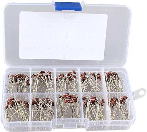 HALJIA 200 PCS 10 Wert 1 W Zener-Diode sortiert Kit Set, Modell: 1 N4728 1 N4729 1 N4730 1 N4731 1 N4732 1 N4733 1 N4734 1 N4735 1 N4736 1 N4737 von HALJIA