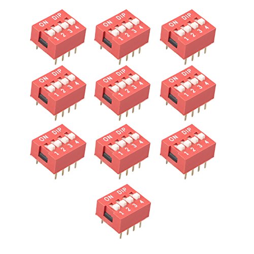 HALJIA 10 Stück TUNKE Montierung 2 Reihe 8-pin 4 Positionen Schiebung Schalter 2.54mm Hebung DIP Switch von HALJIA