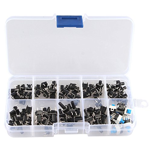 HALJIA 10 Werte 100 Taktile Push Button Switch MICRO Momentary Tact Sortiment Kit (100 Stück) von HALJIA