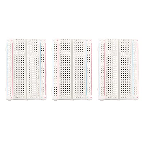 HALJIA 3 Stück 400 Pin Breadboard 4 Stromschienen für Arduino Jumper Kabel, 400 Pin Solderless Breadboard für Arduino Proto Shield Distribution Verbindungsblöcke von HALJIA