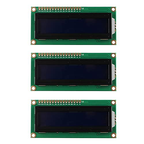 HALJIA 3PCS 1602 LCD Modul Display 2x16 Zeichen mit blauem Hintergrund und weißen Zeichen kompatibel mit Arduino Raspberry Pi von HALJIA