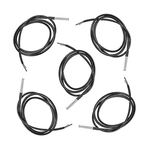 HALJIA 5 Stück 1M Kabel 18B20 Digitaler Edelstahl Temperatursensor Temperaturfühler, Wasserdicht Kompatibel mit Raspberry Pi, Temperaturmessung -55 °C bis +125 °C für Arduino HALJIA 5 Stück 1M Kabel 18B20 Digitaler Edelstahl Temperatursensor Temperaturfühler, Wasserdicht Kompatibel mit Raspberry Pi, Temperaturmessung -55 °C bis +125 °C für Arduino von HALJIA