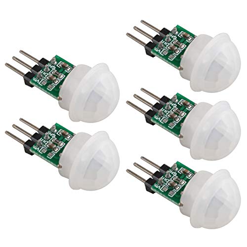 HALJIA 5 x AM312 IR Menschenssensor Mini Pyroelektrischer PIR-Sensor-Modul, manuelle Bewegungsmelder, Infrarot-Automatikdetektor, HC-SR312 Miniatur-Induktions-Sensor-Modul DC 2,7 bis 12 V von HALJIA