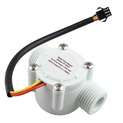 HALJIA YF-S201 1-30L/min Wasserdurchflussmesser Hallzähler/Sensor Wasserkontrolle Wasserdurchflussmenge Schalter Durchflussmesser Durchflussmesser Zähler G1/2 Weiß von HALJIA