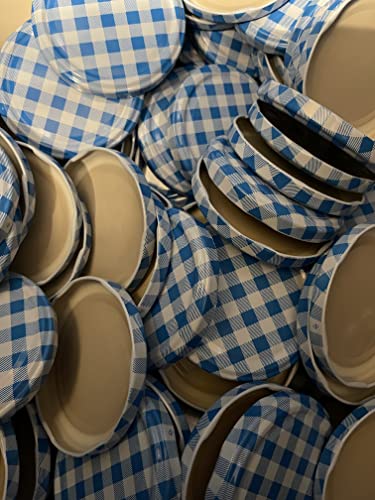 100er Set Ersatzdeckel Twist-Off-Deckel für Sturzgläser To 82 Farbe blau/weiß kariert | wurstmacher-shop by trümper HALLENDO® von HALLENDO