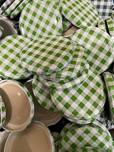 25er Set Ersatzdeckel Twist-Off-Deckel für Sturzgläser To 82 passend für 230, 350, 435, 540, 565 ml Einmachgläser Einkochgläser | wurstmacher-shop by trümper HALLENDO® (Grün/Weiß) von HALLENDO