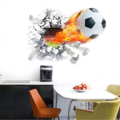 HALLOBO® Wandaufkleber XL 3D Fussball Fußball Sport Fenster Wandtattoo Aufkleber Wandsticker Kinderzimmer Kinder Baby Babyzimmer Jungen von HALLOBO