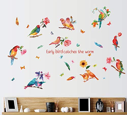 HALLOBO® Wandtattoo Wandaufkleber Vogel Vögel Papagei Birds XXL Wandsticker Aufkleber Kinderzimmer Wohnzimmer Schlafzimmer Esszimmer Wand Dekor Home Deco von HALLOBO