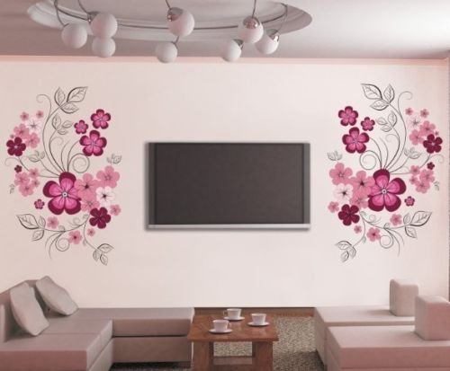 HALLOBO® XXL Wandtattoo Blumen Blumenranke Wandaufkleber Wandsticker Wall Sticker Wohnzimmer Schlafzimmer Deko Esszimmer Korridor von HALLOBO