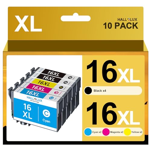 16XL 16 Multipack Druckerpatronen Kompatibel für Epson 16XL Multipack für Epson WF 2630 Patronen für WF-2760 WF-2750 WF-2660 WF-2650 WF-2540 WF-2530 WF-2510 WF-2010 (10er-Pack) von HALLOLUX