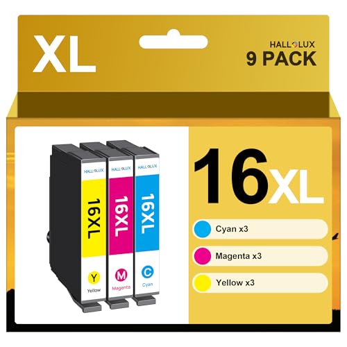 16XL Druckerpatronen Kompatibel für Epson 16XL Multipack für Epson Workforce WF-2750 WF-2760 WF-2660 WF-2650 WF-2630 WF-2540 WF-2530 WF-2510 (9er-Pack，3 Cyan,3 Magenta,3 Gelb) von HALLOLUX