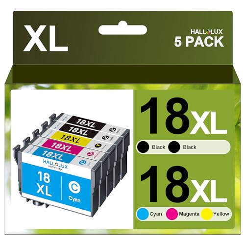 HALLOLUX 18XL Multipack Druckerpatronen Kompatibel für Epson 18XL 18 für Epson XP 322 Druckerpatronen für Epson XP-305 XP-215 XP-225 XP-412 XP-422 XP-325 XP-312 XP-315 XP-205 XP-415 XP-425(5er-Pack) von HALLOLUX