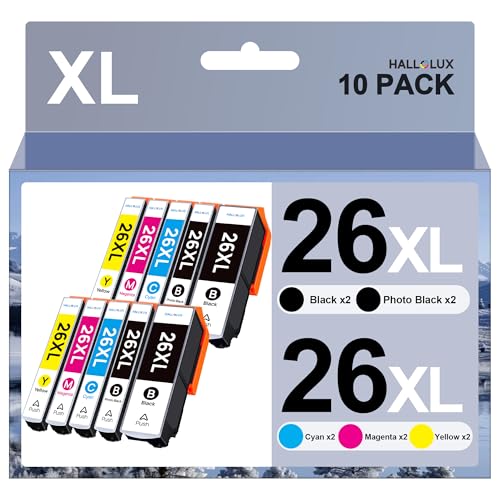 26XL 26 XL Multipack 26 Druckerpatronen Kompatibel für Epson Druckerpatronen 26XL für Epson XP 600 Patronen Expression Premium XP-510 XP-620 (2 Schwarz, 2 Foto Schwarz, 2 Cyan, 2 Magenta, 2 Gelb) von HALLOLUX