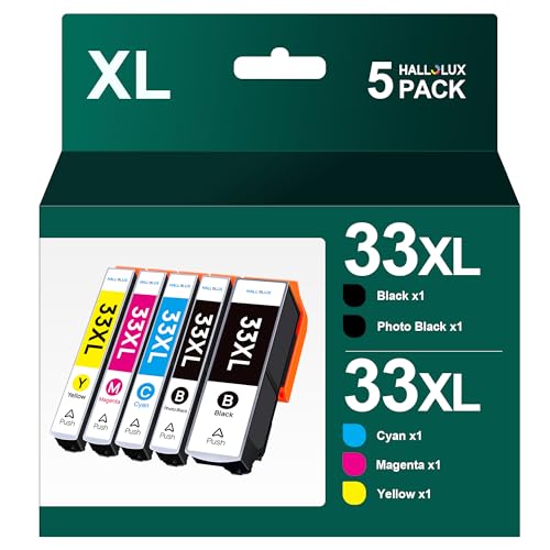 33XL 33 XL Druckerpatronen Multipack für Epson 33XL 33 XL Multipack Patronen für Epson XP-7100 XP-8300 Tintenpatronen für epson XP-7100 XP-830 XP-900 XP-540 XP-530 XP-640 XP-645 XP-635 XP-630 5er-Pack von HALLOLUX