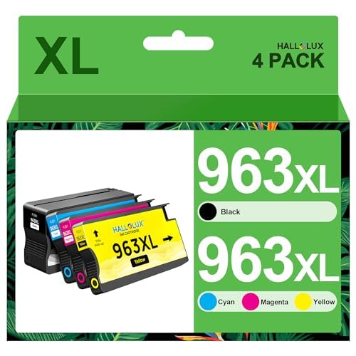 963XL Multipack Wiederaufbereitet 963 XL Druckerpatronenronen 963 Kompatibel für HP 963XL für HP OfficeJet Pro 9010 Patronen 9012 9020 9014 9015 9025 9019 9013 (1 Schwarz, 1 Cyan, 1 Magenta, 1 Gelb) von HALLOLUX