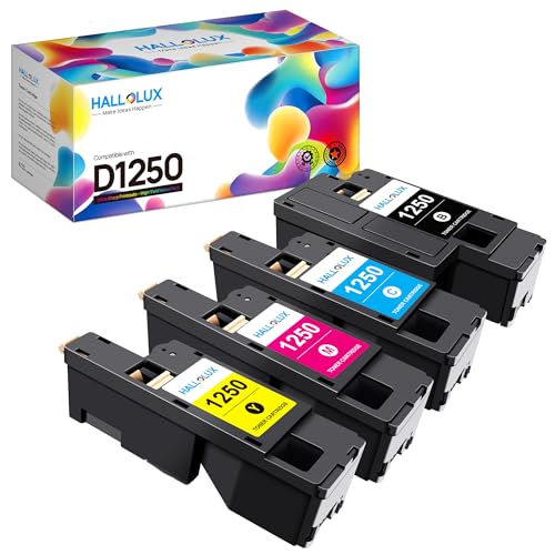 HALLOLUX 1250 Toner Kompatible für Dell 1250c 1250 Multipack Druckerpatronen für C1765nfw C1765nf C1760nw 1350cnw 1355cn 1355cnw C1760 C1765,Schwarz Cyan Gelb Magenta, 4er-Pack von HALLOLUX