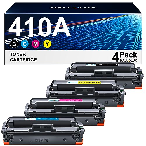 HALLOLUX 410A CF410A Toner Kompatibel für HP 410X 410A CF410A CF410X Multipack Tonerkartusche Laserjet Pro MFP M477fdw M377dw M477fdn M477fnw M452dn M452nw M452dw (Schwarz Cyan Magenta Gelb, 4-Pack) von HALLOLUX