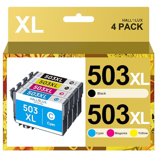 HALLOLUX 503XL Multipack Kompatibel für Epson 503 XL Druckerpatronen für Epson XP 5200 Patronen XP-5205 für Epson Workforce WF-2960DWF WF-2965DWF WF 2960（4er-Pack,Schwarz, Cyan, Magenta, Gelb von HALLOLUX