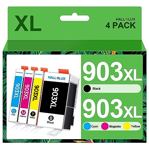 HALLOLUX 903 XL Multipack Druckerpatronen Kompatibel für HP 903XL 903 XL Multipack Tintenpatronen OfficeJet 6950 6951 OfficeJet Pro 6960 6970 6974 (4er-Pack ，Schwarz, Cyan, Magenta, Gelb) von HALLOLUX