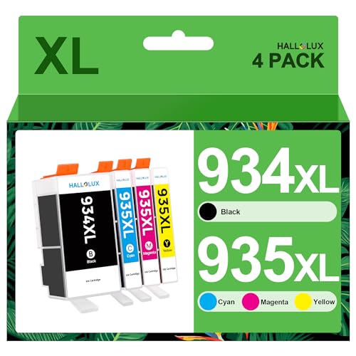 HALLOLUX 934XL 935XL Multipack Kompatibel für HP 934 935 XL Druckerpatronen für HP OfficeJet Pro 6830 Patronen 6230 Drucker 6820 6835 6220 6822 6825 Tinte (4er-Pack) von HALLOLUX