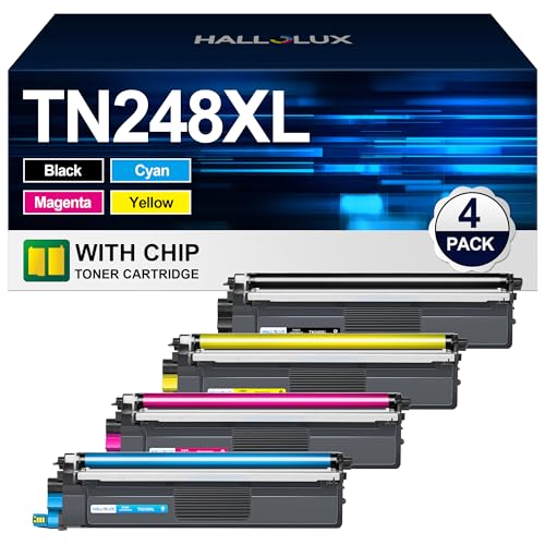 TN248 TN248XL Tonerkartusche Kompatibel für Brother TN-248 Toner für TN-248XL Brother HL-L3215CW HL-L3220CW DCP-L3515CDW DCP-L3520CDW MFC-L3740CDW MFC-L3740CDWE (1 Schwarz, 1 Magenta, 1 Gelb, 1 Cyan) von HALLOLUX