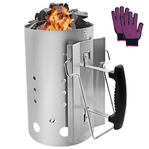 HALNKSZDDD Holzkohle-Anzündkamin, Großer Holzkohle-Anzündkamin mit Sicherheitsgriff, für Outdoor-Grillen Grill Camping, Silber HALNKSZDDD Holzkohle-Anzündkamin, Großer Holzkohle-Anzündkamin mit Sicherheitsgriff, für Outdoor-Grillen Grill Camping, Silber von HALNKSZDDD