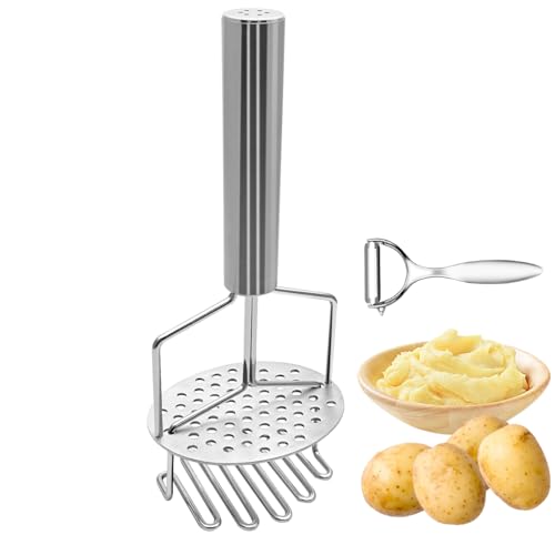 HALNKSZDDD Kartoffelstampfer, Edelstahl Silber Kartoffelpüree Küchenwerkzeug für Kartoffeln Obst und Gemüse von HALNKSZDDD