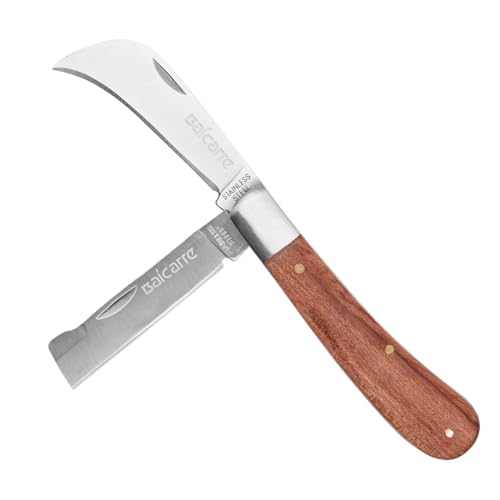 HALNKSZDDD Veredelungsmesser, zweischneidiges Gartenmesser, Gartenknospenmesser aus rostfreiem Stahl, Klappmesser zum Veredeln, multifunktionales Schneidwerkzeug von HALNKSZDDD