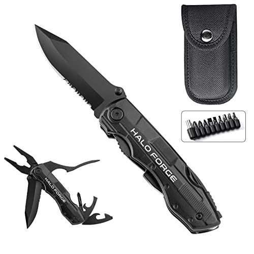 HALO FORGE Multifunktion Taschenmesser: 10 in 1 Faltbares Multi-Tool Taschenmesser mit Multifunktionale Zange Dosenöffner Flaschenöffner und Schraubendreher für Outdoor,Camping draussen, Wandern von HALO FORGE