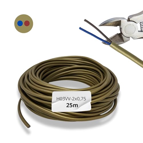 HALOTEC 25 Meter Elektrokabel 2-adrig 2x0.75 | H03VV-F | Doppelte PVC-Isolierung | Installationskabel | Stromkabel | PVC | Gold | Rundkabel | Zweiadriges Kabel HALOTEC 25 Meter Elektrokabel 2-adrig 2x0.75 | H03VV-F | Doppelte PVC-Isolierung | Installationskabel | Stromkabel | PVC | Gold | Rundkabel | Zweiadriges Kabel von HALOTEC