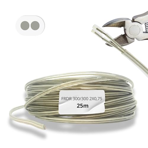 HALOTEC 25 Meter Flachkabel 2 Adern 2x0,75 | H03VVH2-F | Doppelt isoliertes PVC | Installationskabel | Stromkabel | PVC | Transparent | Flachkabel 2 Adern | Zweiadriges Kabel von HALOTEC