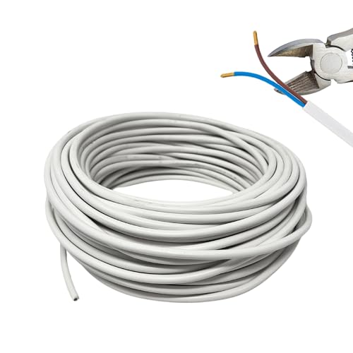HALOTEC 25 Meter Elektrokabel 2 Adern 2x0,75 | H03VV-F | PVC-Doppelisolierung | Installationskabel | Stromkabel | PVC | Weiß | Rundes Schlauchkabel | Zweiadriges Kabel von HALOTEC