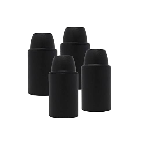 HALOTEC | 4er Set Lampenfassungen E14 | Schwarz | Glattes Kleinsockel | Montage M10x1 | Sichtbare Glühbirnenbasis und feines E14-Gewinde | Italienische Herstellung von HALOTEC